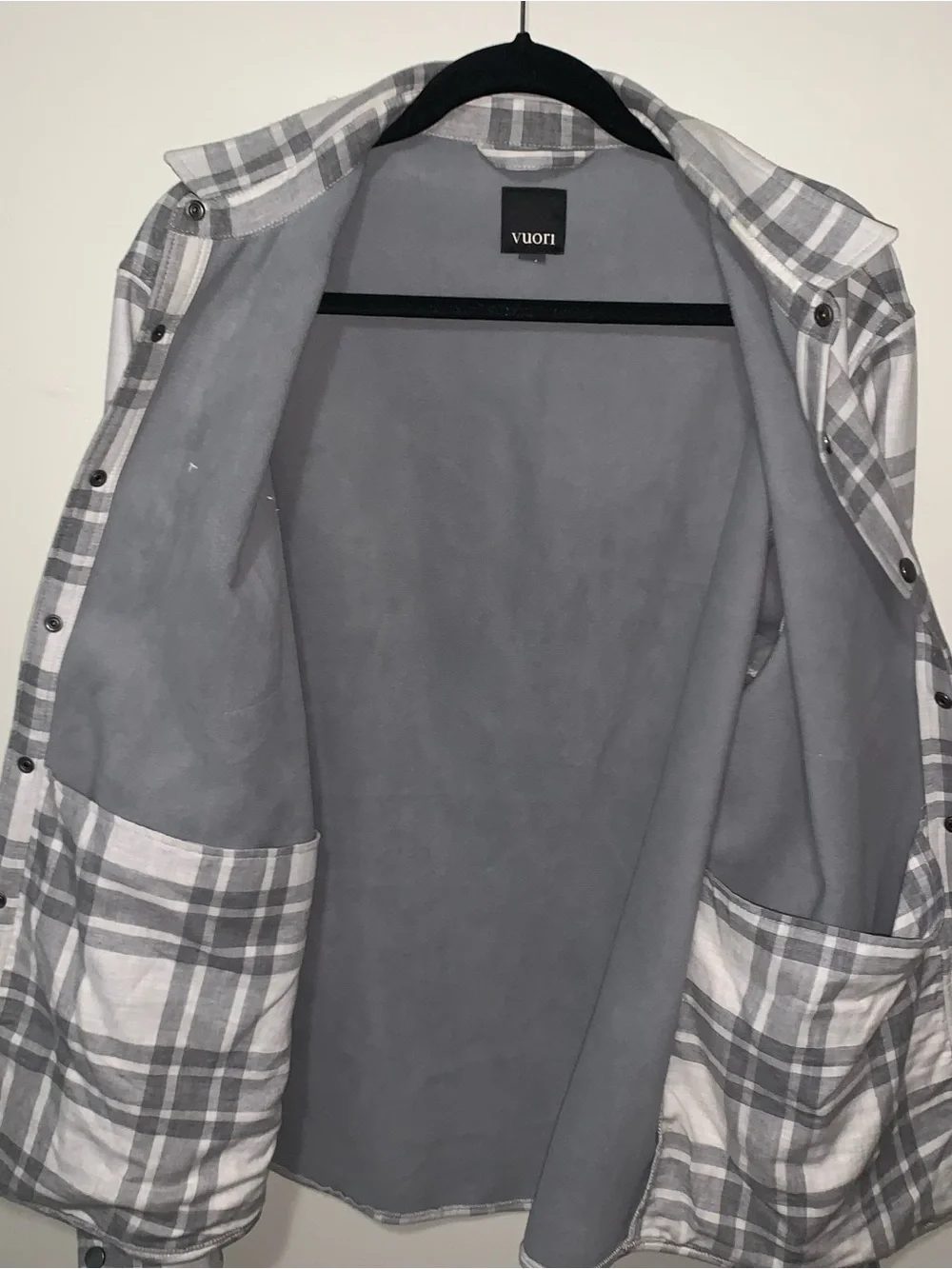 Vuori White and Gray Ranger Plaid Button-Down XL
